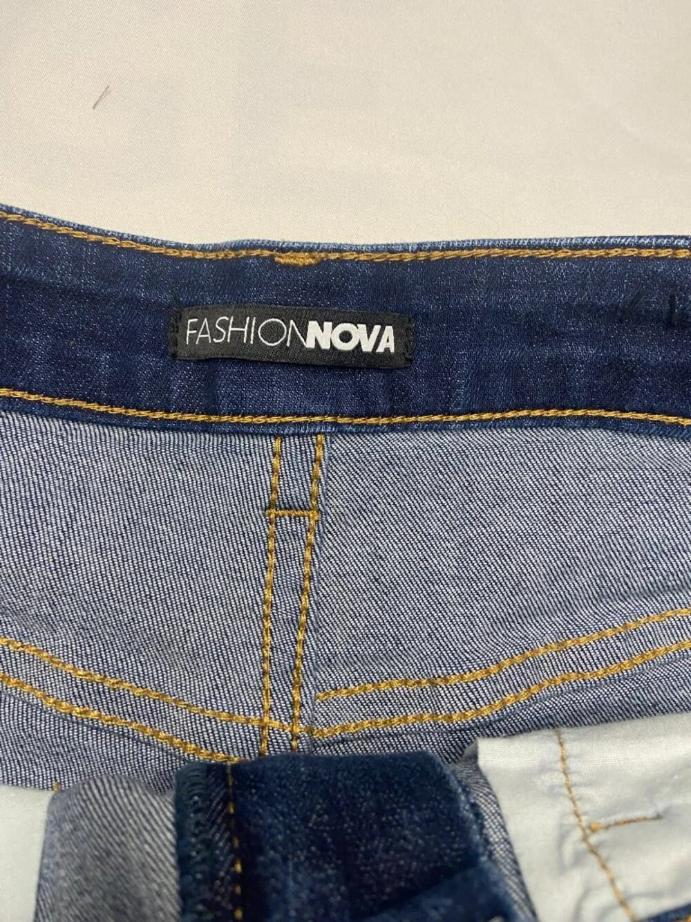 Fashion Nova S  Distressed Denim Shorts Blue Frayed Raw Hem NWOT - Picture 5 of 5
